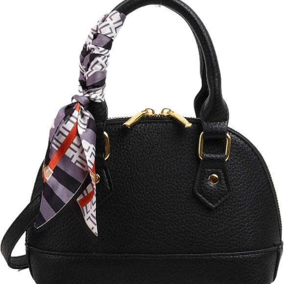 Women's Vegan Leather Small Satchel Purse Classic Double Zip Crossbody Bag - Picture 1 of 7